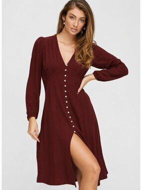 Aritzia Wilfred Gallery Dress in Burgundy Wine Red Size Small